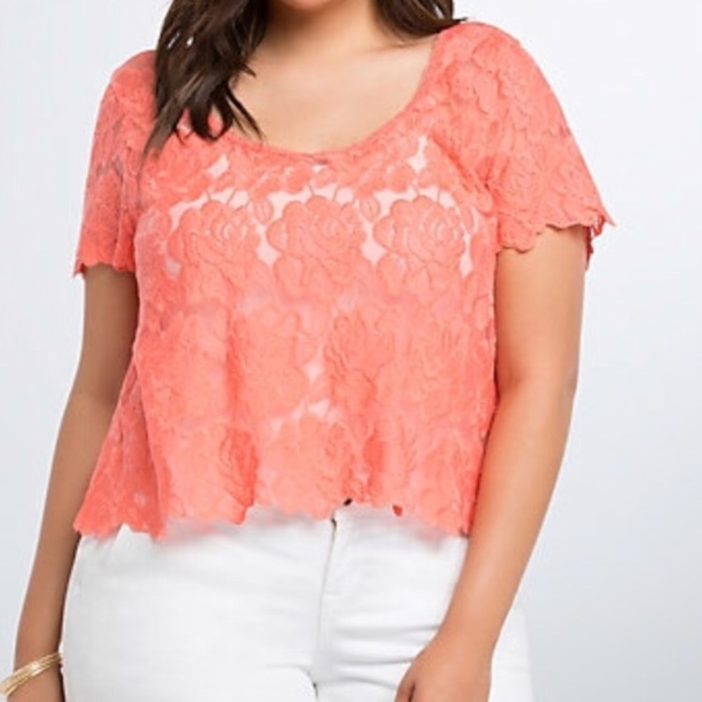 Torrid Embroidered Lace Crop Top